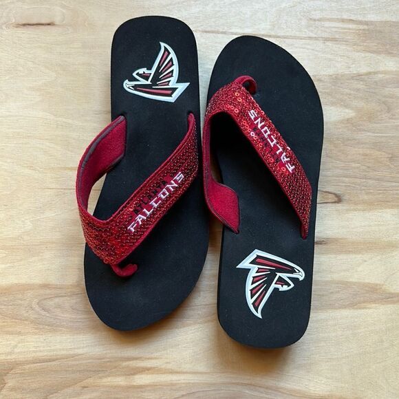 Atlanta Falcons Sequin Flip Flops - Picture 1 of 4